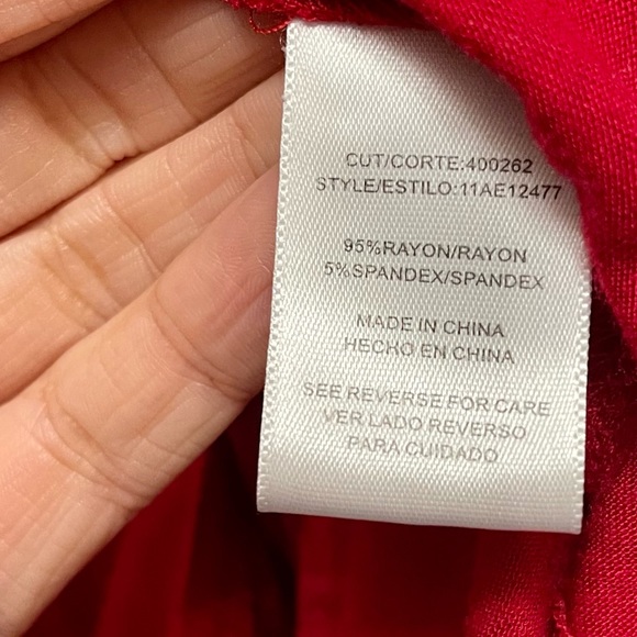 3/15 💚 Nordstrom Want & Need Red Cut Out Keyhole 3/4 Sleeve Mini Swing Dress M - Picture 6 of 8